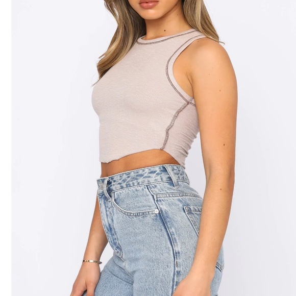 White Fox The Little Things Crop Top Bone Chocolate - Picture 2 of 5